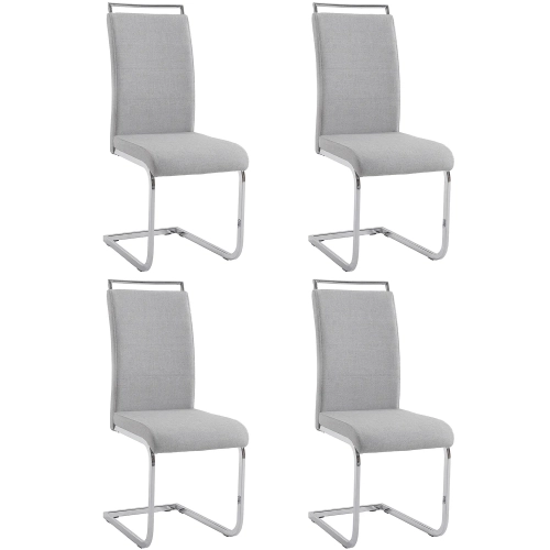 Sunny Handle Back Patterned Grey Leatherette Dining Chair (Set of 4)