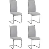 Sunny Handle Back Patterned Grey Leatherette Dining Chair (Set of 4)