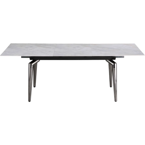 Tabatha 63" Ext Dining Table in Gray Marbled Ceramic & Graphite