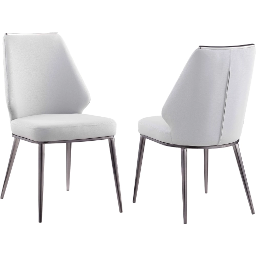 Tabatha Dining Chair in Gray Leatherette & Graphite (Set of 2)