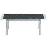 Tara 63 to 78" Pop-Up Extension Black Glass & Stainless Steel Dining Table
