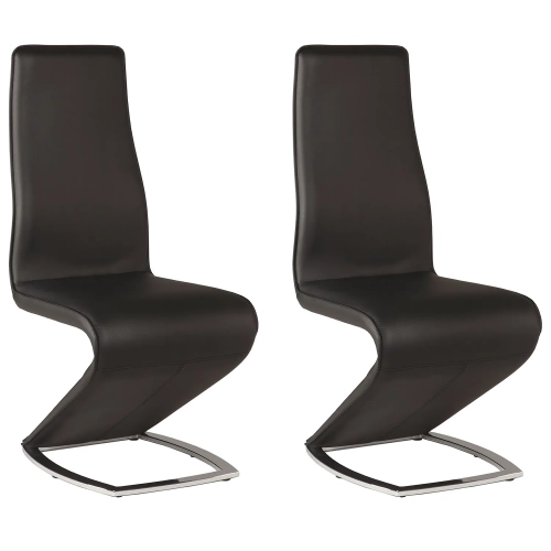 Tara Z Style Dining Chair in Black Leatherette on Chrome Legs (Set of 2)