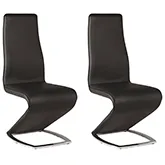 Tara Z Style Dining Chair in Black Leatherette on Chrome Legs (Set of 2)