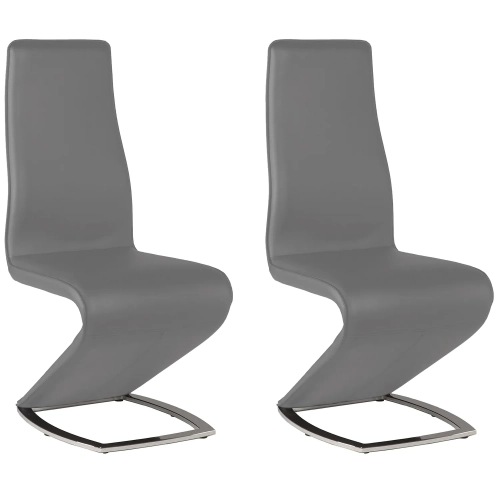 Tara Z Style Dining Chair in Grey Leatherette on Chrome Legs (Set of 2)