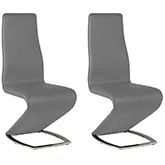 Tara Z Style Dining Chair in Grey Leatherette on Chrome Legs (Set of 2)