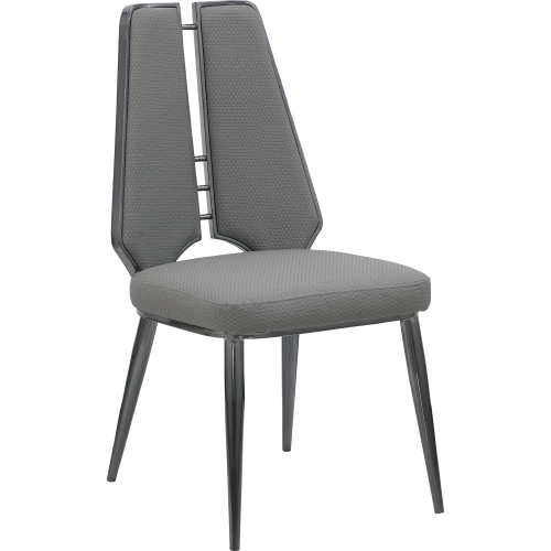 Tessa Dining Chair in Gray Leatherette & Graphite Stainless Steel (Set of 2)