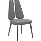 Tessa Dining Chair in Gray Leatherette & Graphite Stainless Steel (Set of 2)