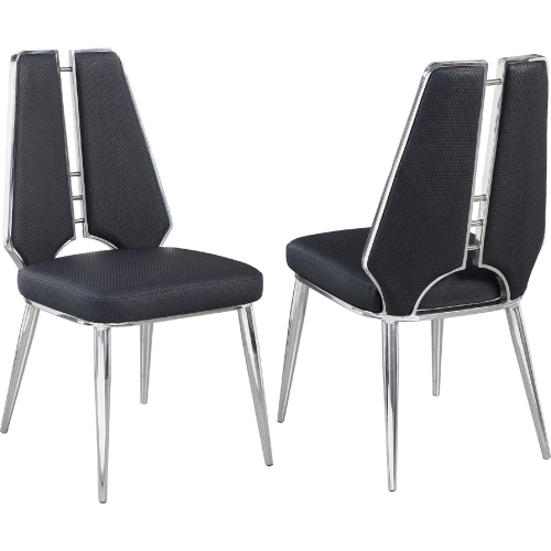 Tessa Dining Chair in Black Leatherette & Polished Stainless Steel (Set of 2)