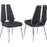Tessa Dining Chair in Black Leatherette & Polished Stainless Steel (Set of 2)