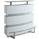 Xenia Bar in Gloss White & Tempered Glass