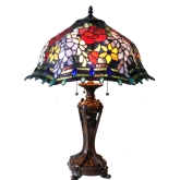 Carrell Tiffany Style 3 Light Roses Floor Lamp w/ 20" Shade
