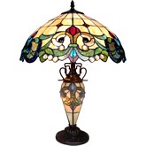 Dulce Tiffany Style 3 Light Victorian Double Lit Table Lamp