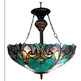 Liaison Tiffany Style Victorian 2 Light Inverted Ceiling Pendant w/ 18" Shade