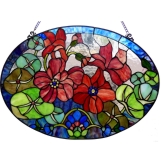 Chamber Tiffany Glass Roses Window Panel 24X18