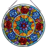 Tiffany Style Flowers Glass Panel