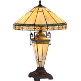 Belle Tiffany Style Misison 3 Light Double Lit Table Lamp 16" Shade