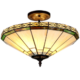 Belle Tiffany Style Mission 2 Light Semi-flush Ceiling Fixture w/ 16" Shade