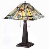 Kinsey Tiffany Style Mission 2 Light Table Lamp w/ 16" Shade