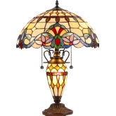 Cooper Tiffany Style 3 Light Victorian Double Lit Table Lamp 16" Shade