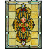 Avalon Tiffany-glass Victorian 18" x 25" Window Panel