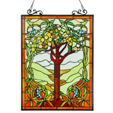 Olea Fruits of Life Tiffany Style 18" x 25" Glass Window Panel