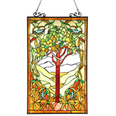 Olea Fruits of Life Tiffany Style 20" x 32" Glass Window Panel