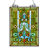 Carina Tiffany Style Victorian Glass 18" x 25" Window Panel