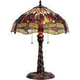 Tiffany Style Dragonfly 2 Light Table Lamp w/ 16" Shade