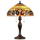 Serenity Tiffany Style Victorian 2 Light Table Lamp w/ 16" Shade