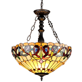 Serenity Tiffany Style Victorian 3 Light Inverted Ceiling Pendant w/ 18" Shade