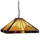 Innes Tiffany Style Mission 2 Light Ceiling Pendant Fixture w/ 16" Shade