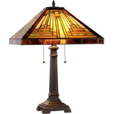 Innes Tiffany Style Mission 2 Light Table Lamp w/ 16" Shade
