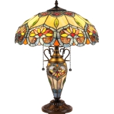 Crystorama Tiffany Style 3 Light Victorian Double Lit Table Lamp 16" Shade