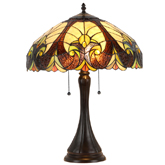 Amor Tiffany Style Victorian 2 Light Table Lamp w/ 16" Shade