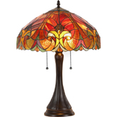 Amor Tiffany Style Victorian 2 Light Table Lamp w/ 16" Shade