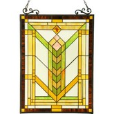 Barley Tiffany Glass Mission Window Panel 18" x 24"