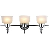 Ironclad Industrial Style 3 Light Chrome Bath Vanity Light w/ White Frosted Prismatic Glass