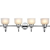 Ironclad Industrial Style 4 Light Chrome Bath Vanity Light w/ White Frosted Prismatic Glass