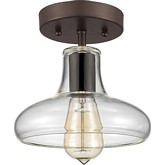 Ironclad Industrial Style 1 Light Rubbed Bronze Semi Flush Ceiling Light w/ 8" Shade