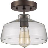 Ironclad Industrial Style 1 Light Rubbed Bronze Semi Flush Ceiling Light w/ 9" Shade