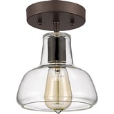 Ironclad Industrial Style 1 Light Rubbed Bronze Semi Flush Ceiling Light w/ 7" Shade