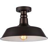 Ironclad Industrial Style 1 Light Rubbed Bronze Semi Flush Ceiling Light