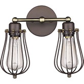 Ironclad Industrial Style 2 Light Rubbed Bronze Wall Sconce 12" W