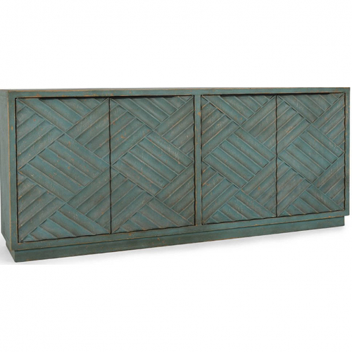 Mateo 4 Door Sideboard in Teal Finish Reclaimed Pine