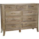Francesca 9 Drawer Dresser in Vintage Taupe Mango Wood