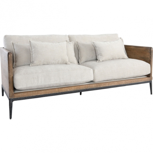 Renfrow Sofa in Ivory Fabric on Exposed Pine Frame