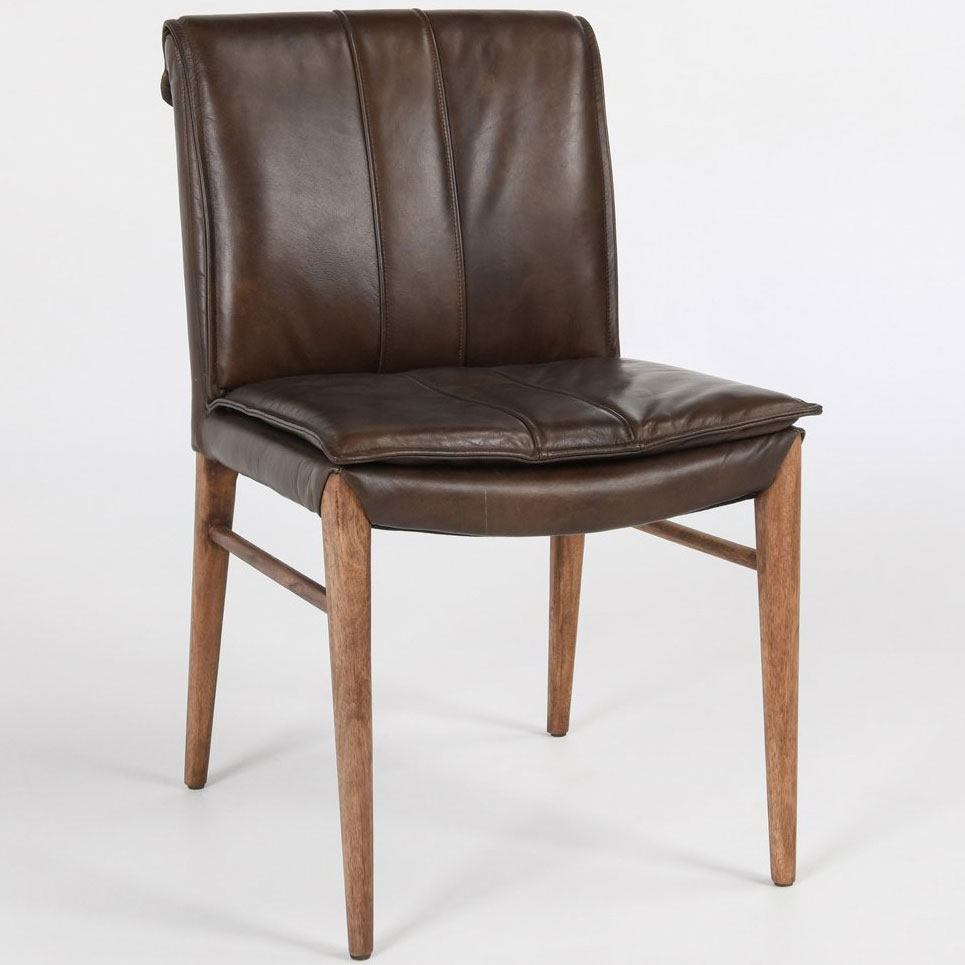 Classic Home 53004484 Mayer Dining Chair in Brown Top Grain Leather & Wood