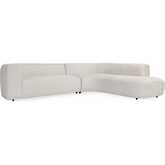 Anniston 2 Piece Sectional Sofa with Right Arm Facing Chaise in Ivory Fabric
