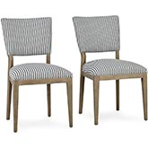 Phillip Dining Chair in Multicolor Striped Fabric & Wood (Set of 2)