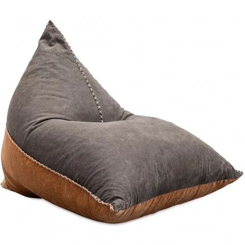 Elle Teardrop Accent Lounge Chair in Black Fabric & Cognac Brown Leather